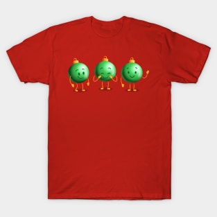 Green Cheerful Christmas Ball Ornaments T-Shirt